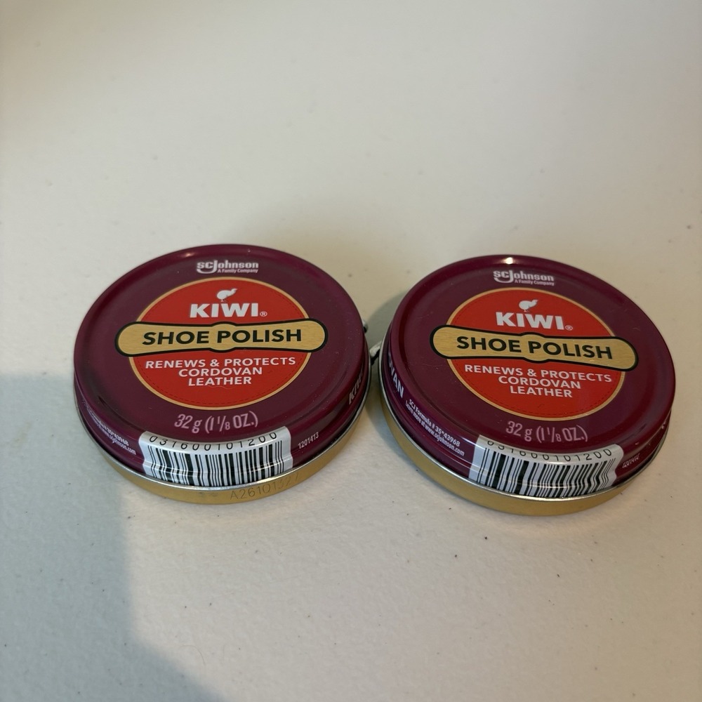 Kiwi Cordovan Leather Shoe Polish 1-1/8 Oz - Lot of 2 Tins New B6